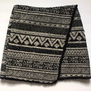 Wrap-effect woven mini skirt